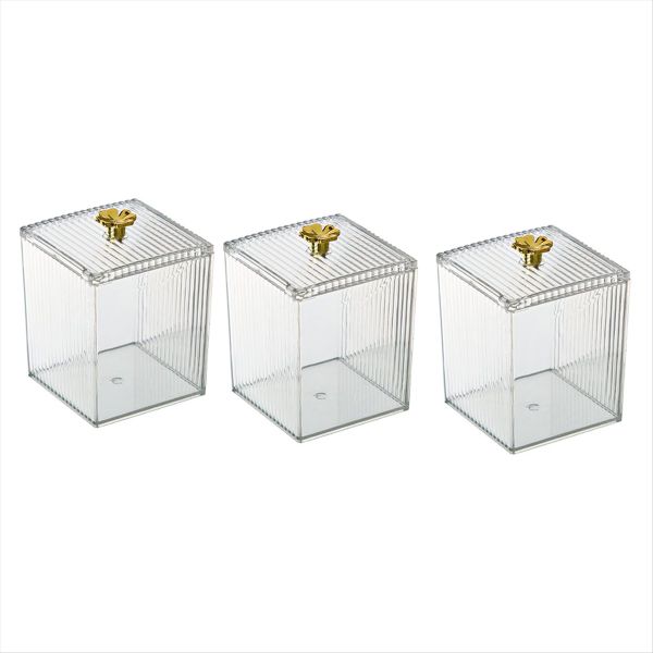 Qtip Holder Dispenser For Cotton Ball Cotton Swab Box Set With Lid