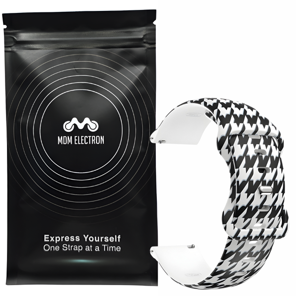 Printed Silicone Strap Compatible with Garmin Approach S40/S42-Black/White