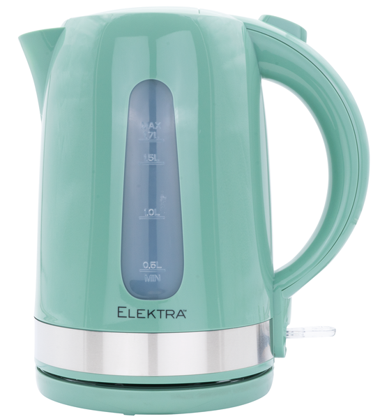 Elektra 1.7L Green &amp; Silver Plastic Cordless Kettle - Fast Boil
