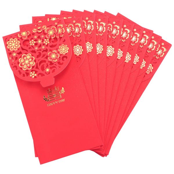 10PCS Chinese Red Envelopes Lucky Money Envelopes Wedding(7X3.4 In)