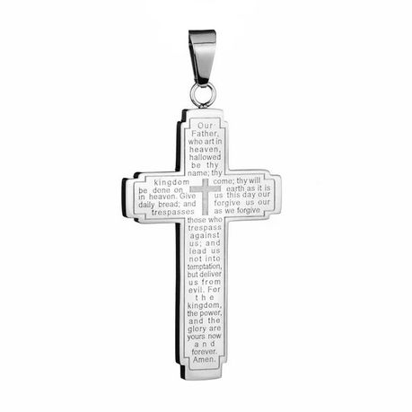 Our Father Lord's Prayer Stainless Steel Religious Pendant With Necklace Image