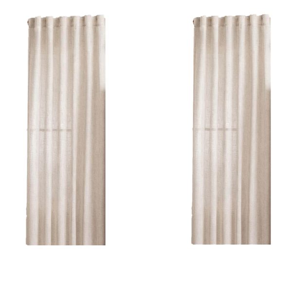 2 Piece armhouse Country Style Back Tab Draperies Natural Linen Curtains
