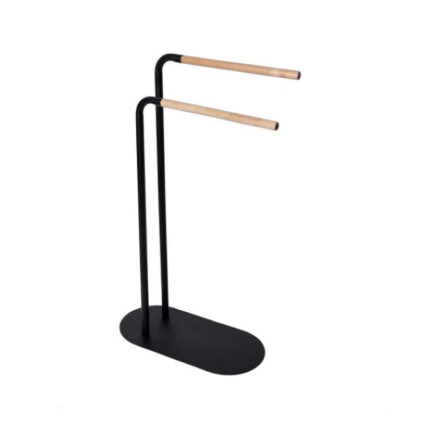 Scandi Double Towel Holder Black and White