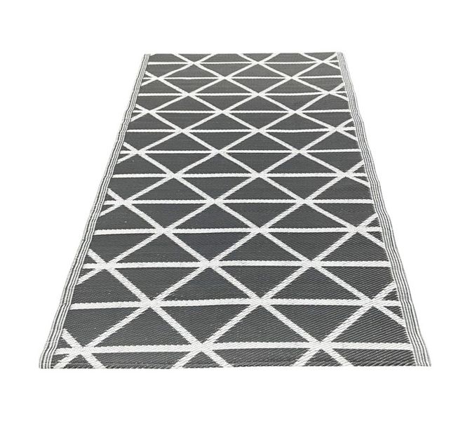 Geometric Outdoor Rug Dark Grey/White