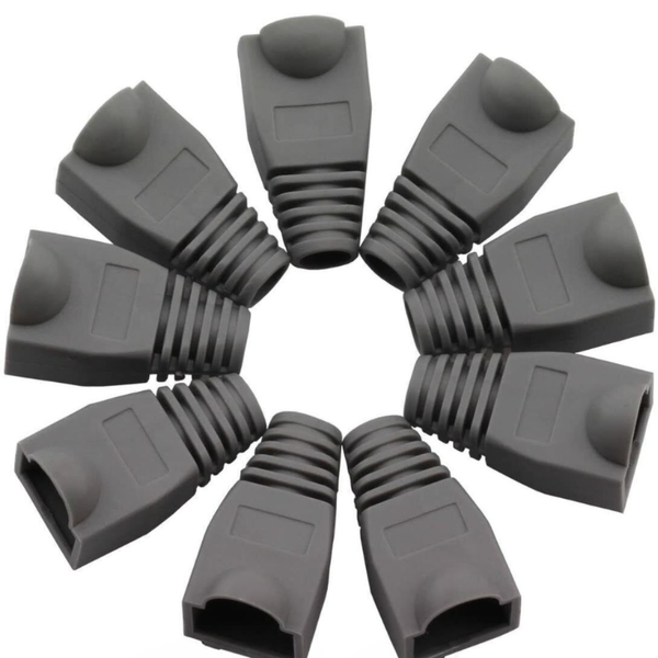 RJ45 Connectors Network Cable Cover - 100 Pack of Cable Boots Grey Casing