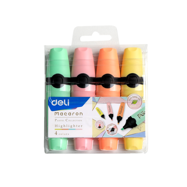 Deli Pastel Highlighter Chisel Tip: 1.5mm 4 packs