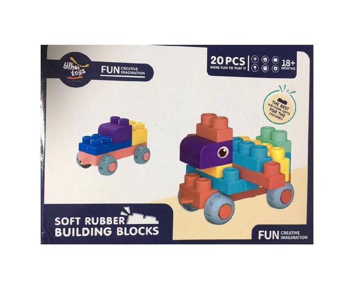 Boss Kids Colorful Ultra Soft No Noise Rubber Building Blocks -20 Piece