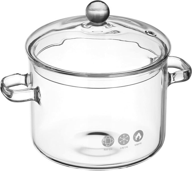 Glass Cooking Pot Clear Glass Pot Glass Saucepan Cookware Glass Simmer Pot