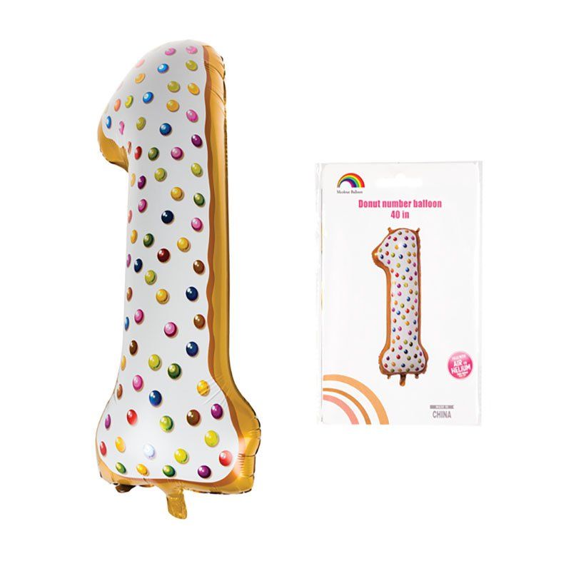 Party Balloon - Number '1' - Doughnut Design - Foil - 101cm - 8 Pack