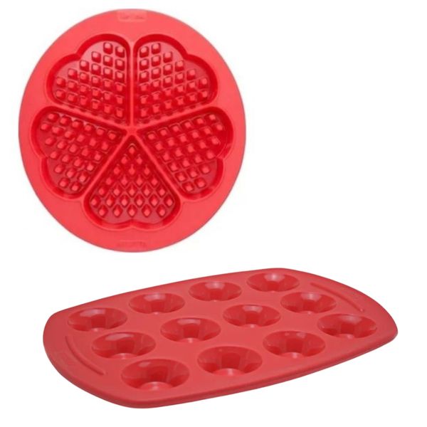 Tefal - Proflex Bakeware - 12 Mini Tartlets &amp; 5 Heart-Shaped Waffles Moulds