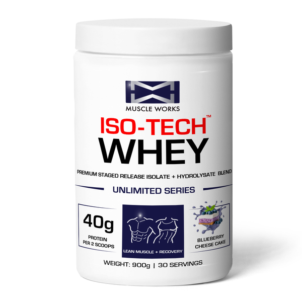 Musle Works Iso-Tech Whey Blueberry Cheesecake 900g