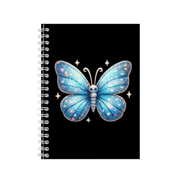 Purple Pink A5 Notebook Spiral Lined Notepad Glitter Butterfly Idea 353