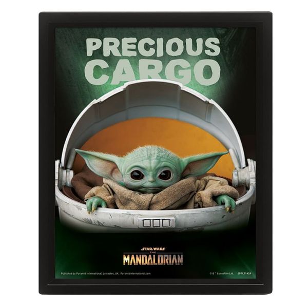 Star Wars: Grogu (Precious Cargo) Framed 3D Lenticular Poster (25cm x 20cm)