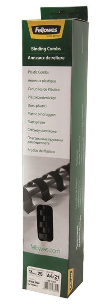 Fellowes Black 14mm A4 100 Sheet Plastic Binding Combs Pack of 25