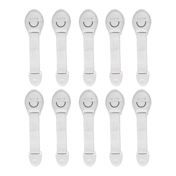 10 Piece Quick And Easy Adhesive Child Safety Locks White