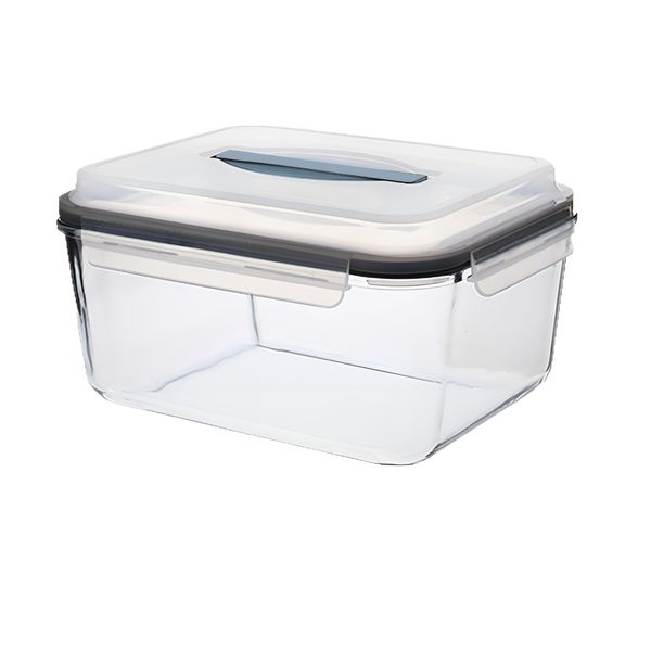 Glass Food Storage Container with Flip Lid - Clear - 16cm