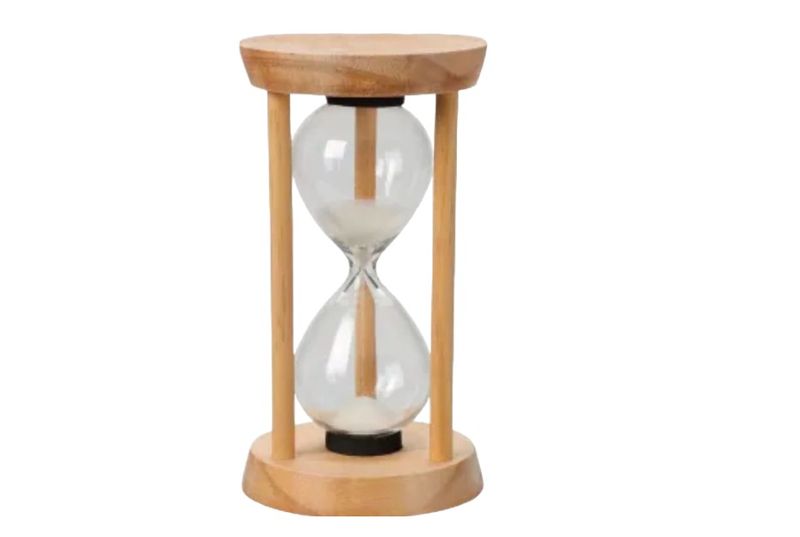 Excellence Homeware Glass Tabletop Wooden Hourglass - 8x8x16cm