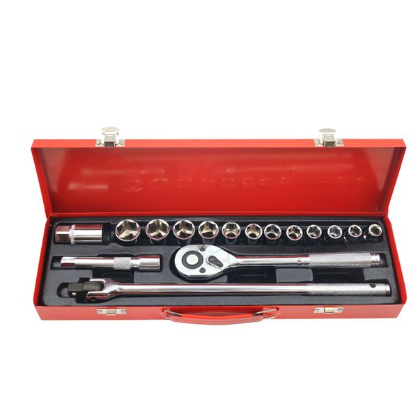 AIYI 16 Piece 1/2-Inch Socket Set in Red Metal Case AY187-011