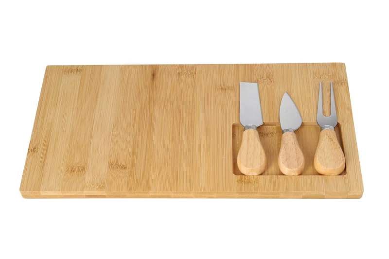 Rectangular Bamboo Cheese Serving &amp; Cutting Board Set 32.7cm 3 Piec