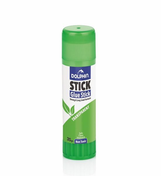 Dolphin Glue Stick 36g - Non-Toxic Transparent Adhesive for School, Office