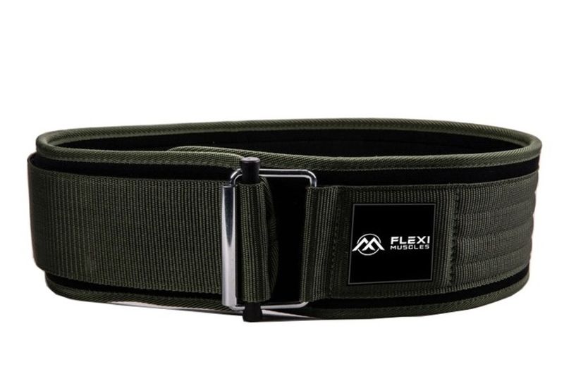 Flexi Muscles - Self-Locking Gym Belt for Power Lifting - Dark Green