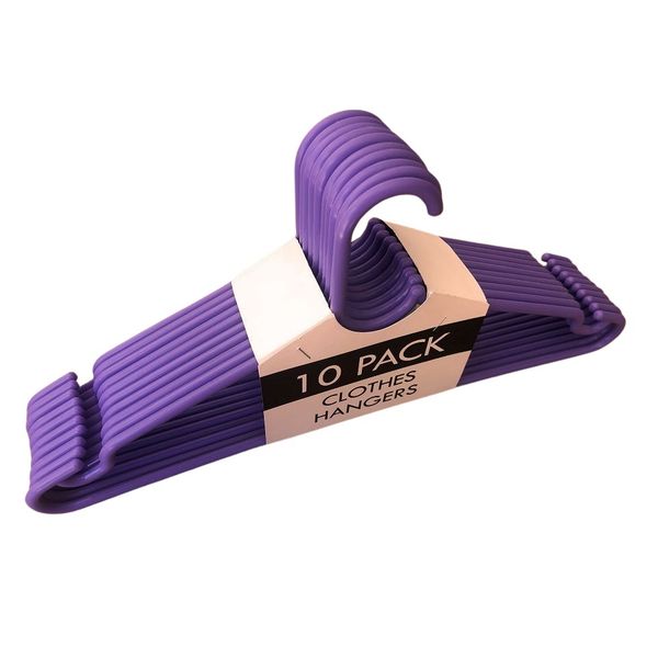 Purple Plastic Clothes Hangers - Pack of 10