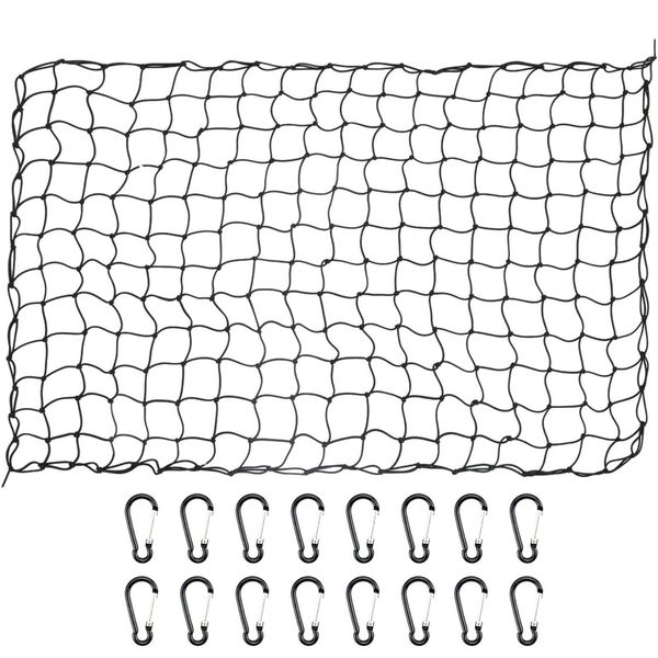 Cargo Net 4'x6' Duty Bungee Cargo Net Stretches to 8'x12' with 16 Carabiner