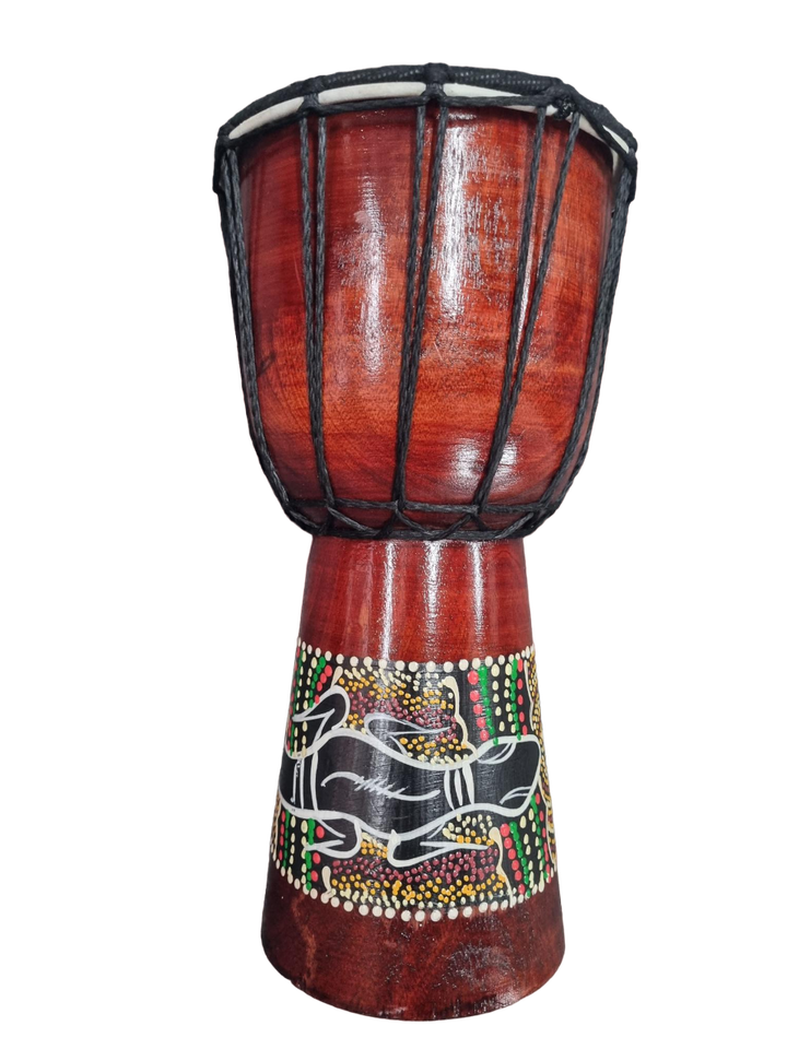 Djembe Hand Drum Black Gecko Green Painted Dots 30cm x 16cm