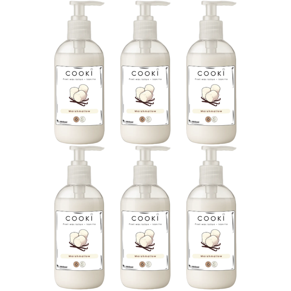Cooki Marshmallow Post-Wax Lotion - Vanilla 250ml 6 Pack After Waxing