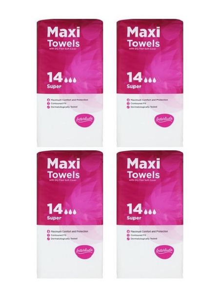 Sanitary Towels 4 Packets. (56 Pads in Total)