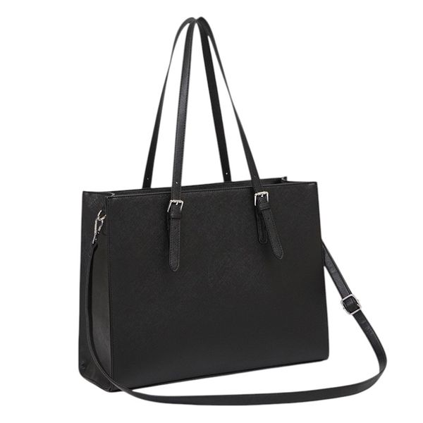 Women Large Laptop Tote Bag Multi-Pocket Work Commuter Handbag Black