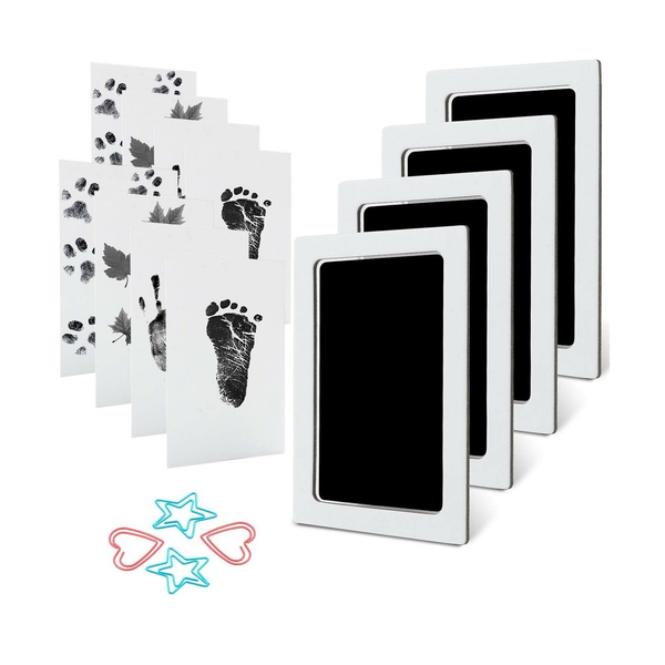 Baby Handprint Kit - 4 No-Wash Ink Pads + 8 Cards, PVC, 8x12.5cm, Black