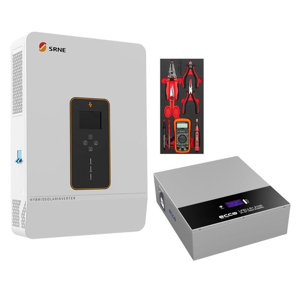 SRNE 10kva Solar Inverter,51.2V Lithium Ion Battery , Ampro 6P Electric Kit