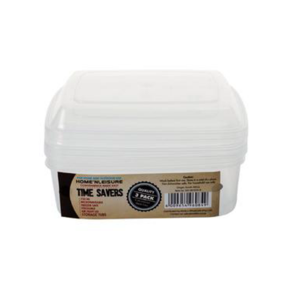 Home 'n Leisure- Clear Containers 3 Pack x1