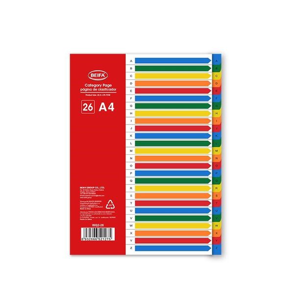 A4 26-Tab Alphabetical Index Divider - 26 Sheets Per Bag (6 x Bags)