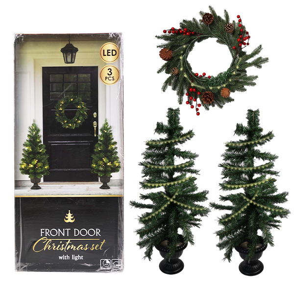 Christmas Tree's 2 Pieces with LED Light Function and Christmas Wreath