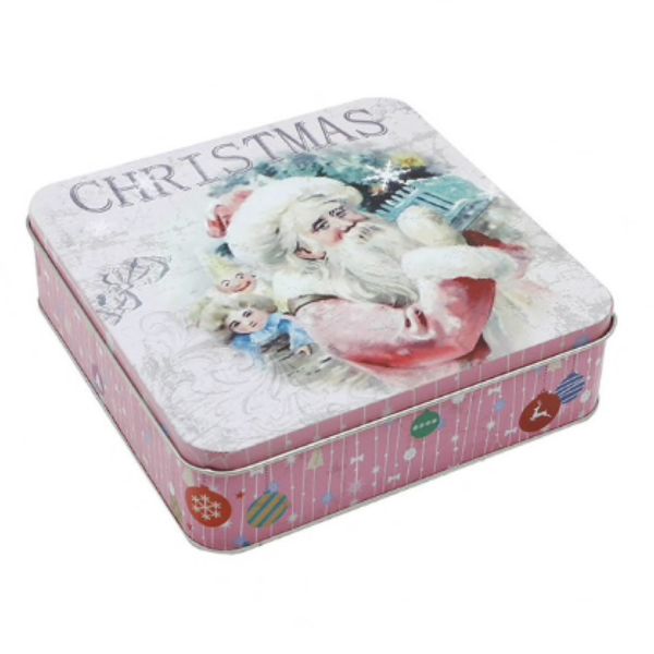 Home Christmas Tin Gift Handmade Cookies Candy Tin Storage Box 19cm