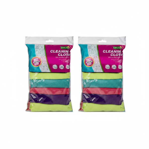Disa 8 Piece Microfiber Cleaning Cloths 30x30 cm Mixed Colours - 2 Pack