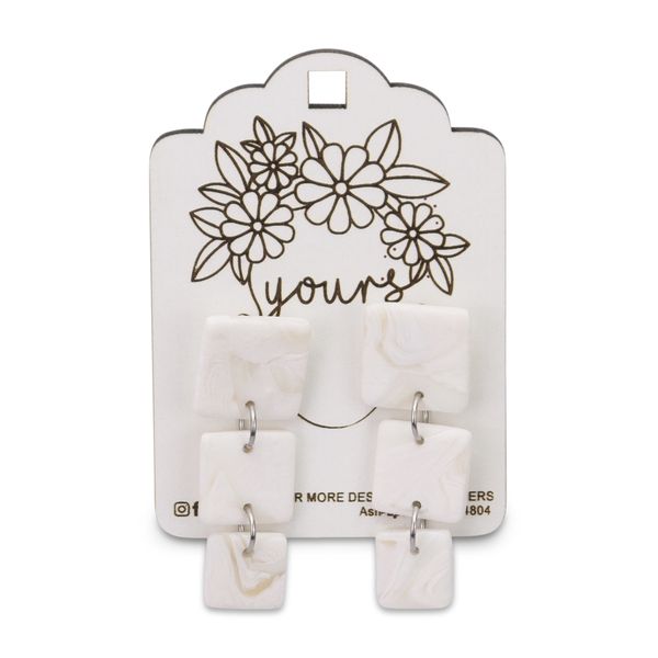Yours - Earrings - Hanging - Resin - White Marble Effect