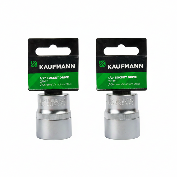 Kaufmann 12 mm Socket for 27mm Drive - Durable Chrome Vanadium - 2 Pack