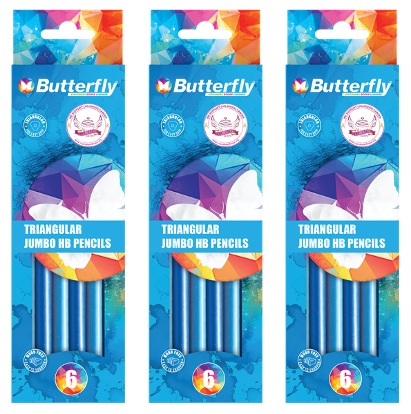 Butterfly HB Pencils (Box Of 6) Jumbo Triangle X3