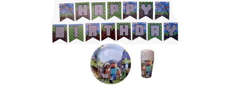 Minecraft Party Supplies/Decorations - 3 Piece for 10 Invites