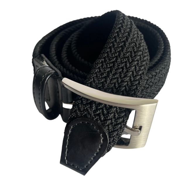 Men Elastic Hook &amp; Loop Strap Woven Belt