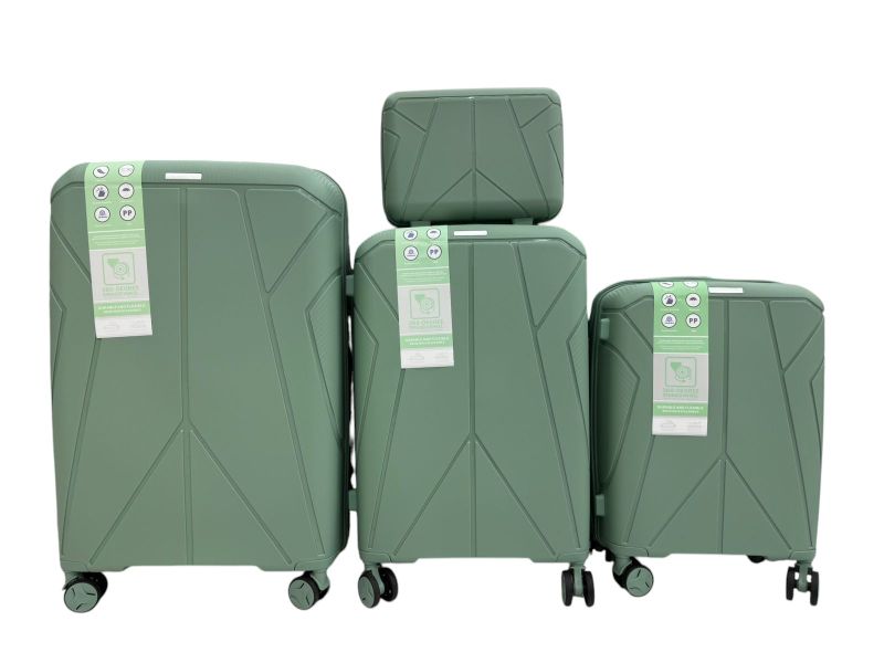 4-Piece PPS Luggage Set Hard Shell Travel Suitcase-M7890-Green