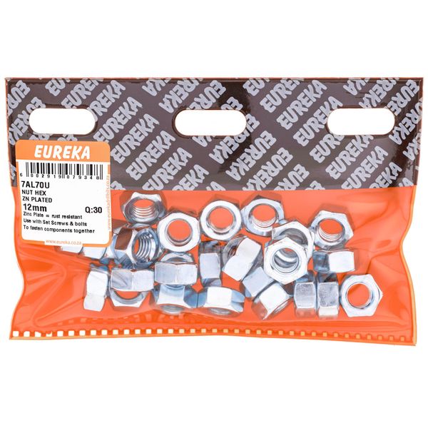 EUREKA Hex Nuts Zinc Plated 12mm Q:30 7AL70U