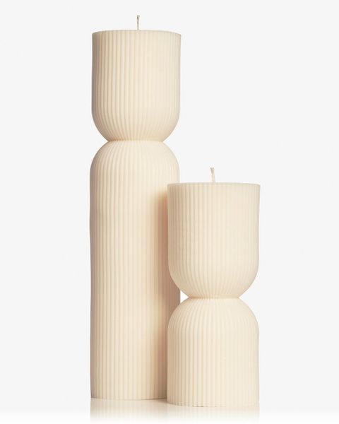 White Hourglass Candles - Cinnamon &amp; Vanilla Scented