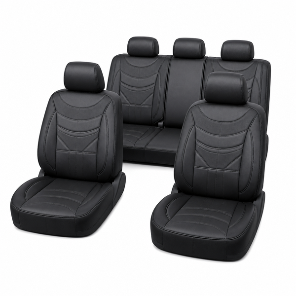 Car Seat Covers Set Black Front and Rear Protection