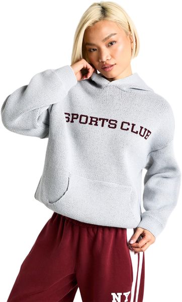 boohoo - Womens Sports Club Oversized Knitted Hoody - Grey