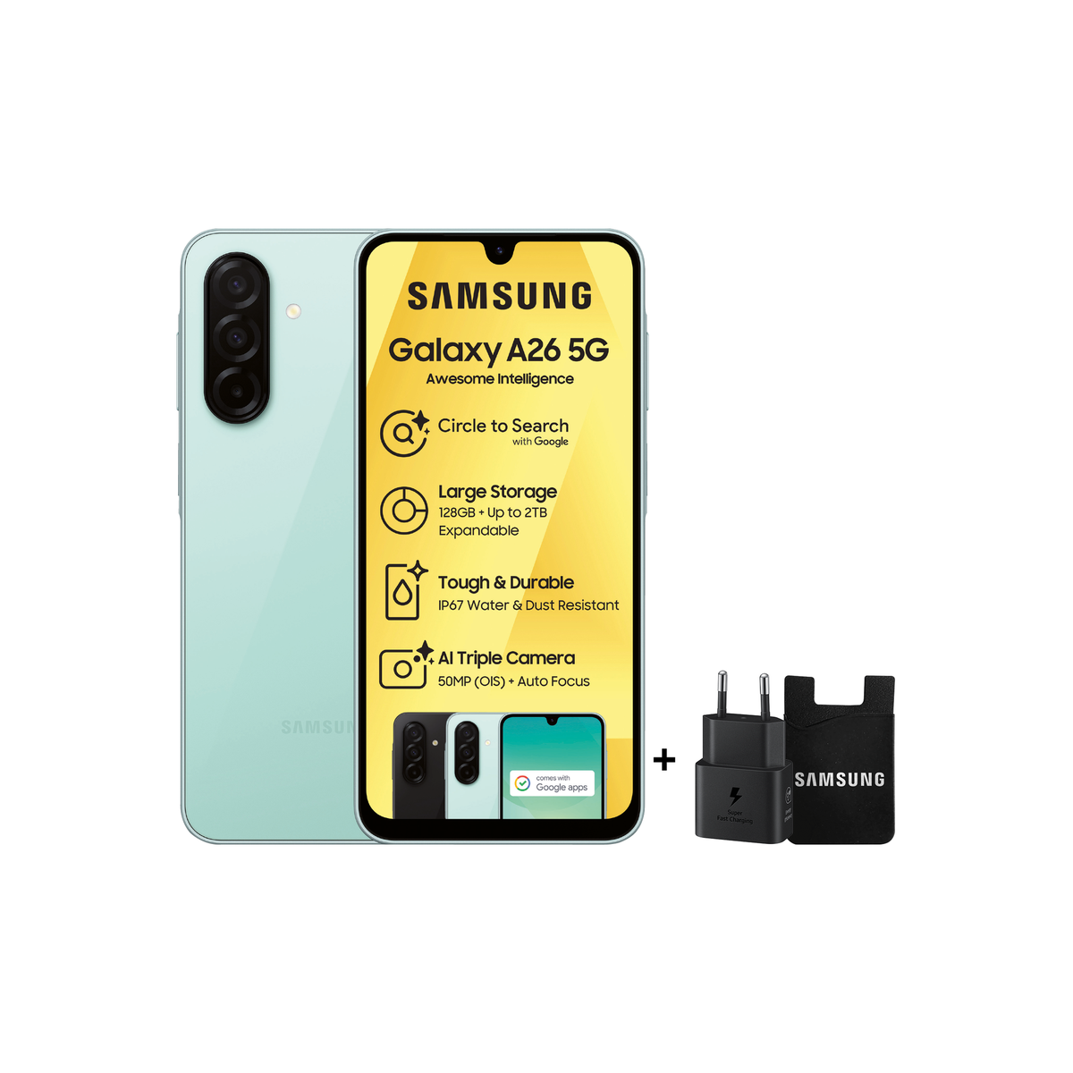 Samsung Galaxy A26 5G 128GB Dual Sim - Mint + 25W Adaptor & Card Holder