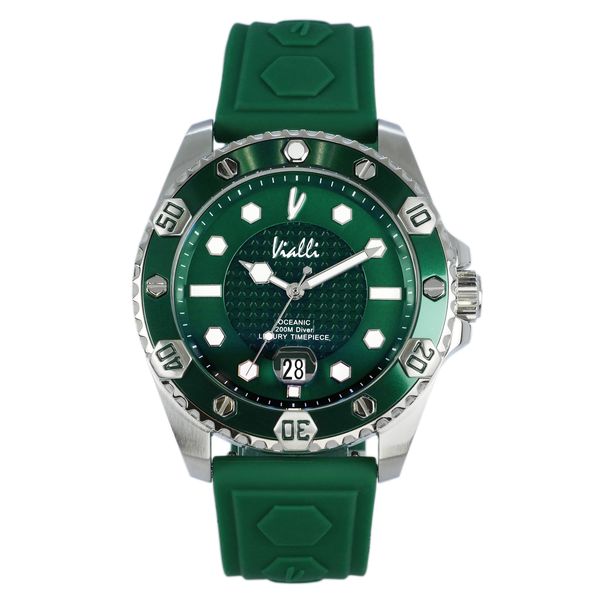 Vialli Green Silver Rubber Wristwatch